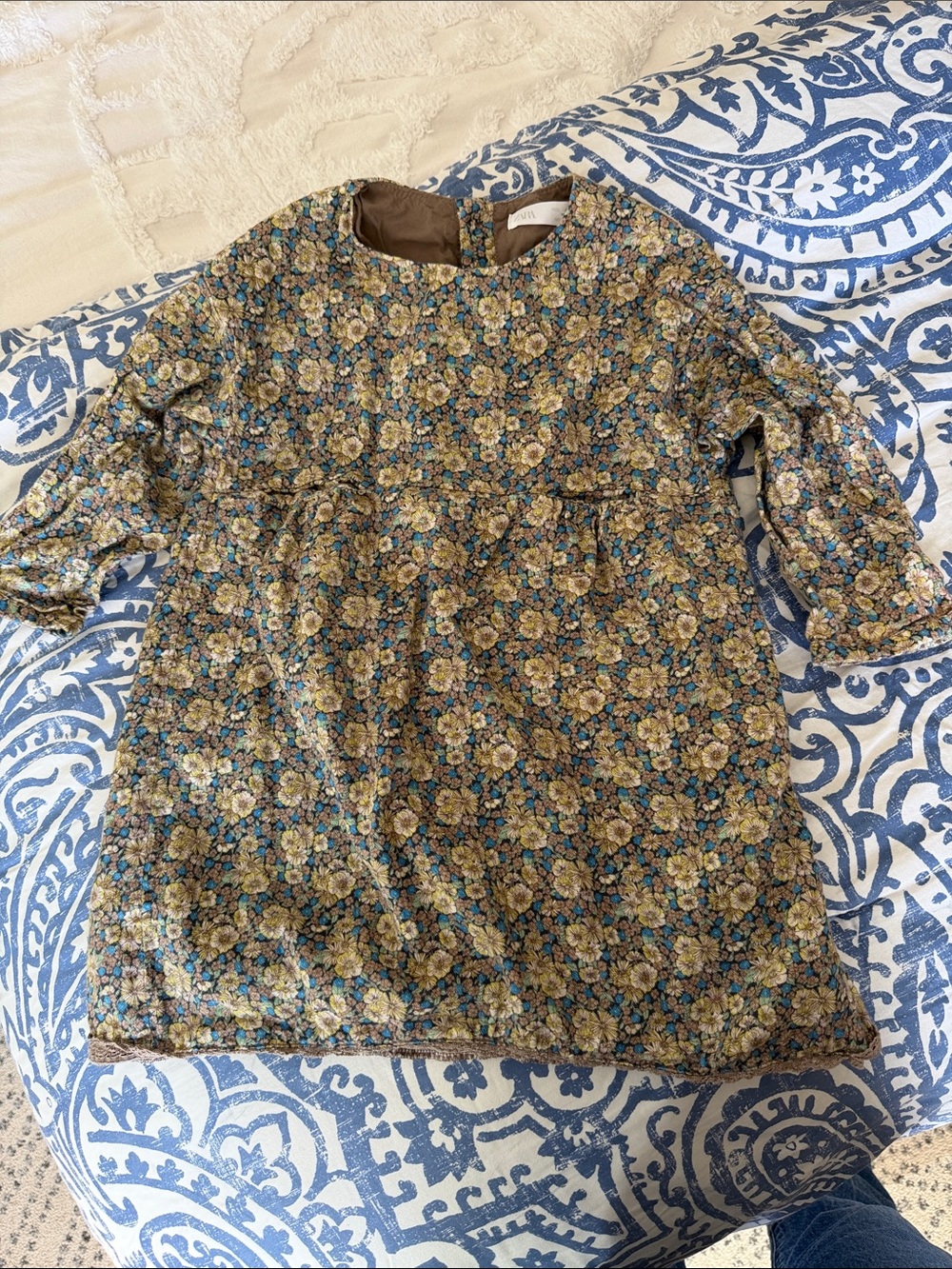 Zara 4T Blue and Brown Floral Dress